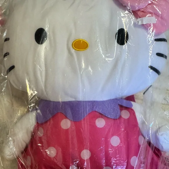 Hello Kitty Plush Backpack with Pink Polka Dot Dress - Picture 3 of 7